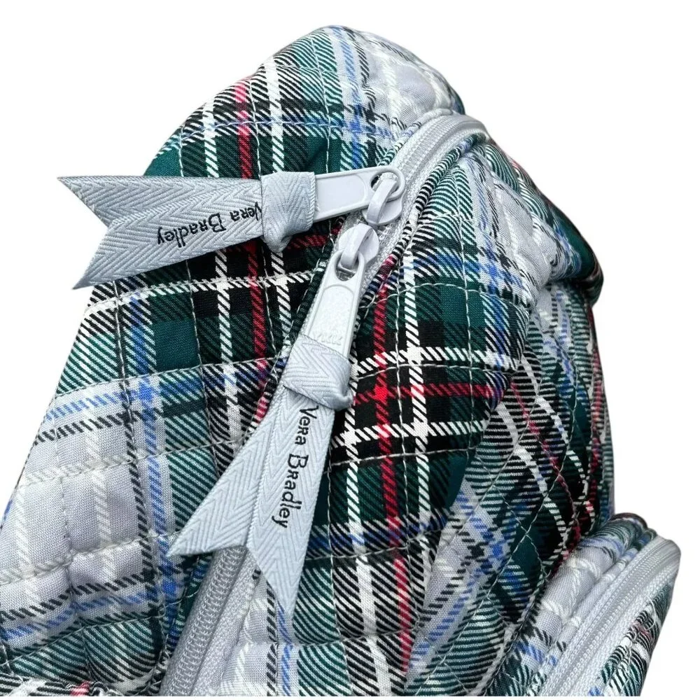 Vera Bradley‎ Cotton Compact Backpack Snowy Plaid Quilted 20L Machine Washable